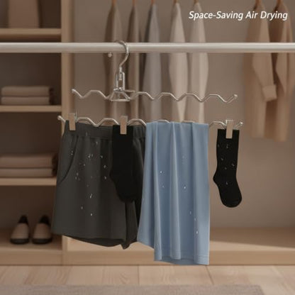 Compact Foldable Profile Stainless Steel Hanging Dry Rack, 5-Slot Travel Laundry Organizer for Apartments and Small Spaces