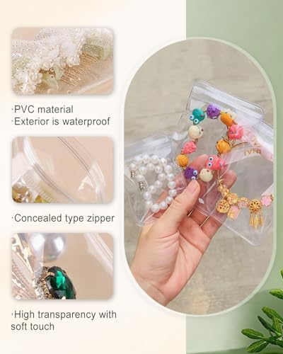 Jewelry Pouches Clear Travel PVC Jewelry Organizer, 100Pcs for Earrings Rings Necklaces Organizer bags - color: 100Pcs Earrings Bag 2.37x3.15 in