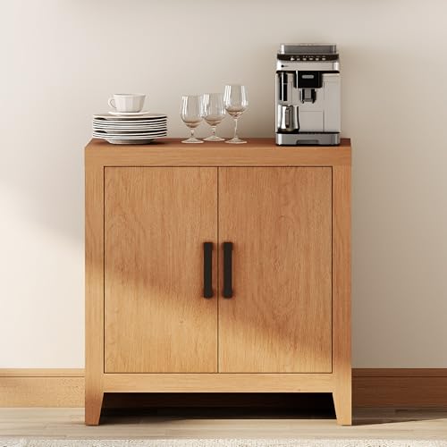 WAMPAT Buffet Cabinet with Storage, Kitchen Sideboard Cabinet with Door and Adjustable Shelf, Modern Farmhouse Credenza Wood Coffee Bar Table for Kitchen, Dining Room, Living Room, Mocha - color: Mocha