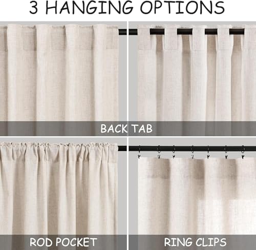Beige Linen Curtains for Kitchen Windows Over Sink - Cafe Drapes Rustic Farmhouse Semi Sheer Curtains with Back Tab and Rod Pocket Short Curtain for Small Window 36 x 24 Inch,2 Panels - color: Linen, size: 36"W x 24"L (Pack of 2)