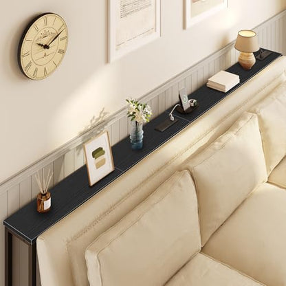 HOOBRO 47.2" Narrow Console Table with Power Outlet, 5.9" Behind Couch Table with Charging Station, Long Sofa Side Table, Skinny Entryway Table for Living Room, Hallway, Foyer, Black BB15XG01G1 - color: Black, size: 47.2"L x 5.9"W x 31.5"H