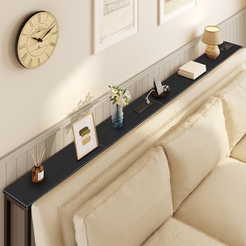 HOOBRO 47.2" Narrow Console Table with Power Outlet, 5.9" Behind Couch Table with Charging Station, Long Sofa Side Table, Skinny Entryway Table for Living Room, Hallway, Foyer, Black BB15XG01G1 - color: Black, size: 47.2"L x 5.9"W x 31.5"H