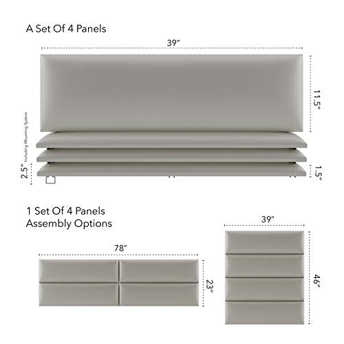 Vänt Wall Mounted Headboard Panels, King/Twin, Metallic Neutral Champagne - color: Metallic Champagne, size: 39"