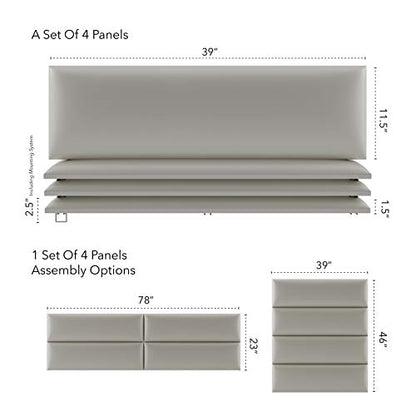 Vänt Wall Mounted Headboard Panels, King/Twin, Metallic Neutral Champagne - color: Metallic Champagne, size: 39"