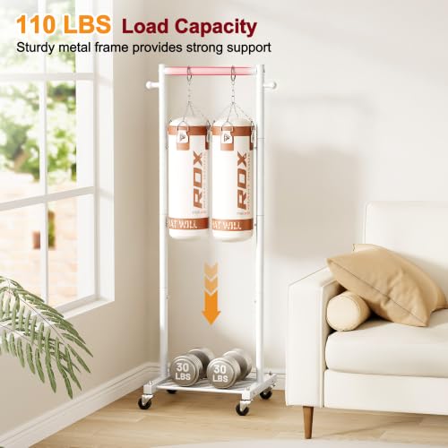 SLEEPING LAMB Small Clothes Racks for Hanging Clothes, Rolling Clothing Rack with Shelves, 60" Metal Garment Rack with Wheels Portable Wardrobe Rack for Small Space, White - color: White