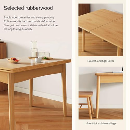 Rectangular Folding Expandable Dining Table Foldable Space Saving Drop Leaf Kitchen Table for Small Spaces Living Room Apartment