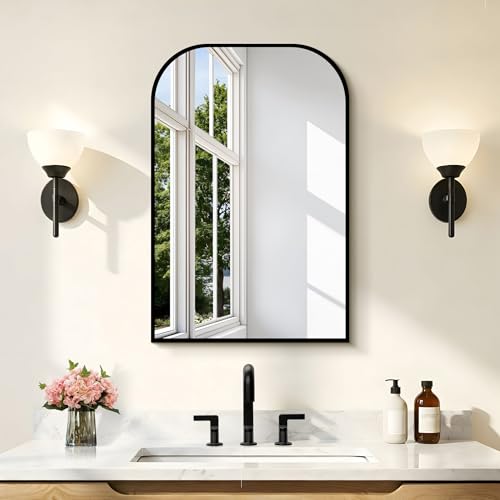 COFENY Bathroom Mirror, 20x30 inch Black Rectangle Wall Mounted Mirror with Thin Frame, Bathroom Vanity Mirrors for Over Sink, Entryway, Living Room, Bedroom - color: Black, size: 30"L x 20"W