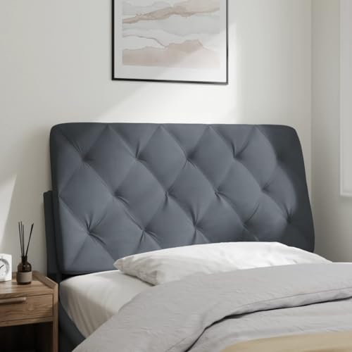 39.4 Inch Headboard Cushion, Dark Gray Velvet Upholstered Wall-Mounted Headboard, Geometric Diamond Pattern Bed Backrest Support for Reading and Bedroom Decor - size: 39.4 inches