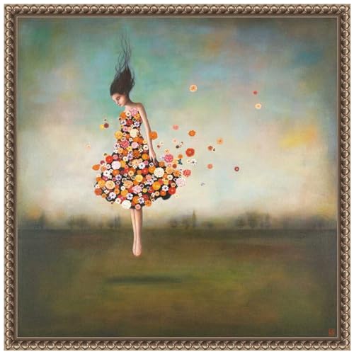 Amanti Art Framed Canvas Wall Art 16x16 Boundlessness in Bloom by Duy Huynh, Framed Wall Art Canvas, Abstract Artwork, Traditional Decor, Small Poster Painting for Living Room, Bedroom, Bathroom, - color: Sylvie Beaded Dark Gold, size: 16"L x 16"W