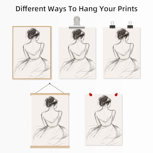 Gobeiuasy Minimalist Line Art Print Abstract Line Woman Wall Art Woman Silhouette Poster Nude Body Picture Black and White Minimalist Poster Abstract Female Art Print 16x24inch No Frame - color: White Unframed