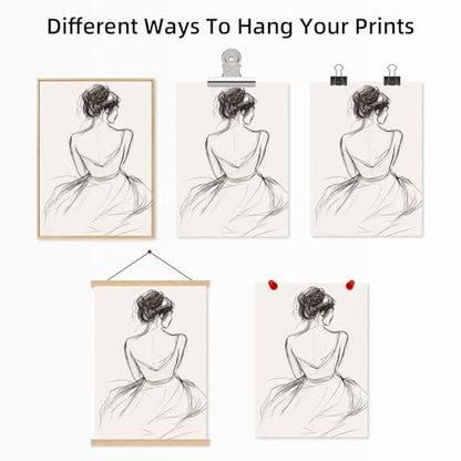 Gobeiuasy Minimalist Line Art Print Abstract Line Woman Wall Art Woman Silhouette Poster Nude Body Picture Black and White Minimalist Poster Abstract Female Art Print 16x24inch No Frame - color: White Unframed