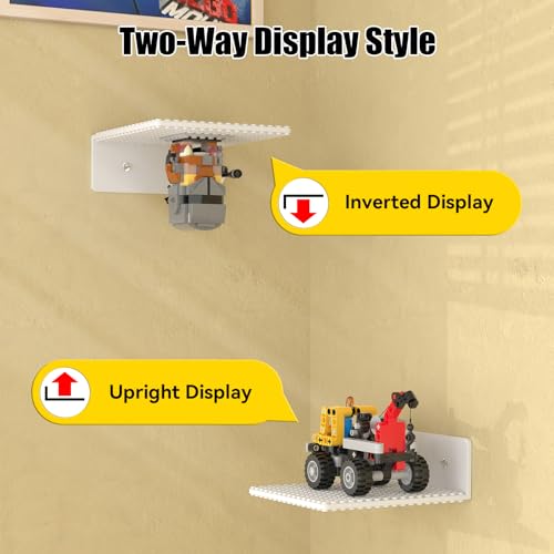BlissBox 12Pack Floating Shelves for Wall Compatible with Lego Bricks,White | Compatible with Lego Building Bricks, 5x5.5inch Dual-Sided 16x17 Studs, Toy Brick Storage and Display, ABS Display Shelves - color: White
