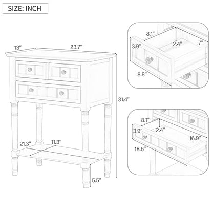 Knocbel Narrow Console Table with 3 Storage Drawers and Bottom Shelf, Entryway Hallway Foyer Slim Sofa Table for Small Spaces, Easy Assembly (Navy Blue) - color: Navy Blue