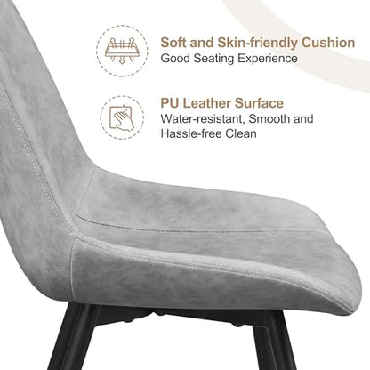 Yaheetech Dining Chairs Set of 6 Mid Century Modern Kitchen Chairs Gray | Faux Leather Upholstered Dining Room Chairs with Metal Legs and Curved Backrest, Armless Side Chairs for Kitchen Living Room - color: Grey, size: Set of 6