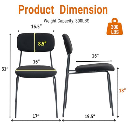 Sidanli Stackable Waiting Room Chairs, Armless Upholstered Guest Chairs Set of 4 with Comfotable Cushion for Conference Reception Break Room Lobby, Black - color: Black