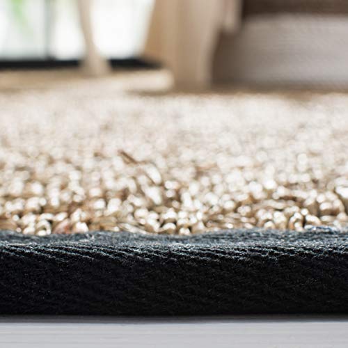 SAFAVIEH Area Rug 6' Round - Natural Fiber Collection - Natural & Black, Seagrass, Basketweave Pattern with Border (NF114C) - color: Natural/Black, size: 6' (Round)