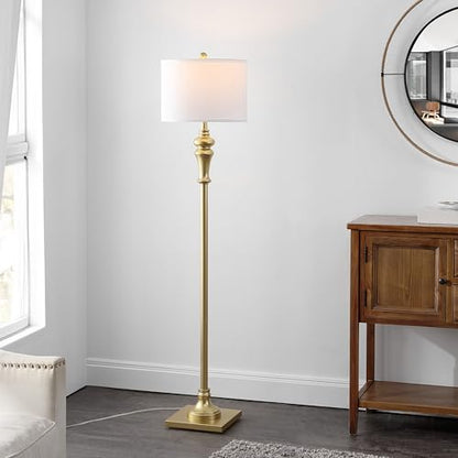SAFAVIEH Lighting - Norla 61-Inch Standing Floor Lamp - Gold - Fabric Drum Shade - Traditional Slim-Pole Design - Ideal for Living Room, Bedroom, Home Office - LED Bulb Included (FLL4082C) - color: Gold
