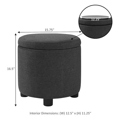 Designs4Comfort Round Accent Storage Ottoman with Reversible Tray Lid - color: White