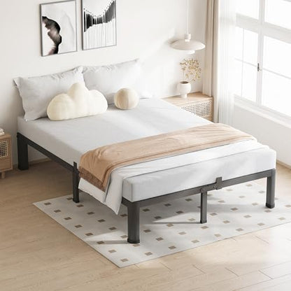 VIPSHOW 10 Inch Full Bed Frame with Round Corners No Box Spring Needed | 3500lbs Heavy Duty, Under bed storage, 4 mattress stoppers, Headboard holes, Noise-free, Easy assembly & rubber covers - size: Full, style: 10 Inch