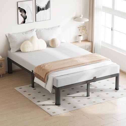 VIPSHOW 7 Inch Full Bed Frame with Round Corners No Box Spring Needed | 3500lbs Heavy Duty, 4 mattress stoppers, Noise-free, Easy assembly & anti-slip rubber covers, Kid & pet friendly - size: Full, style: 7 Inch