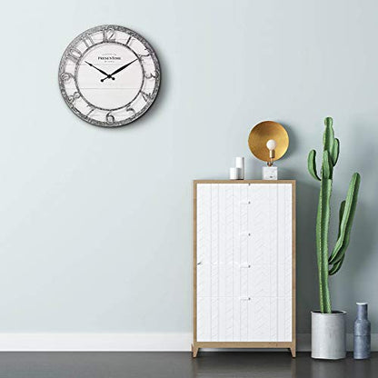 13" Farmhouse Series Wall Clock | Quartz Movement, Shiplap Style,Raised 3D Arabic Numeral, Galvanized Finish - color: Galvanized Finish, size: 13 inch