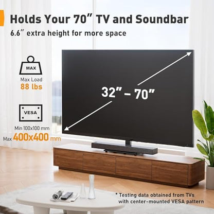 Perlegear Universal Swivel TV Stand Base for 32–70 inch TVs, Height Adjustable Table Top TV Stand Mount with Tilt, Tempered Glass Base, Holds up to 88 lbs - size: 32-70 Inch