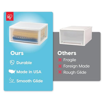 IRIS USA 2-Pack, 47 Qt. Extra Large Stacking Drawer with Clear Door, White | Store shoes, clothing, linens, pantry items, and household essentials with organized storage for everyday needs - size: 47 Qt., style: 2 Pack
