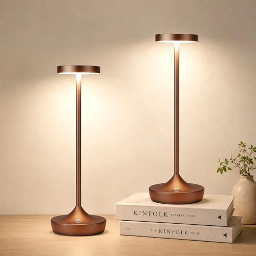 YHT 72Hrs Cordless Table Lamps, Rechargeable 6000mAh LED Outdoor LED Battery Operated Table Light,Dimmable Touch Control, Portable Waterproof for Restaurant, Dining Table, Patio & Home (Brown 2) - color: Brown 2