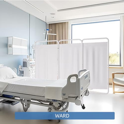 INNOVART 3-Panel Mobile Medical Privacy Screen Room Divider with Wheels, Foldable Flame Retardant Vinyl Room Divider Panels Easy for Storage, Portable Partition Dividers for Hospitals, Clinics, Salons - size: 79"W x 68"H