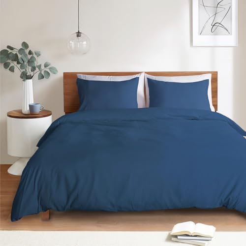 Mejoroom Navy Duvet Cover Full - Bedding Sets Full - Soft and Breathable Comforter Cover with Zipper Closure, 3Pieces, 1 Duvet Cover (80x90) and 2 Pillow Cases(20x26) - color: Navy, size: Full