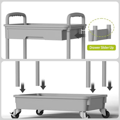 Sorgion 3 Tier Rolling Cart Organizer,Laundry Room Bathroom Organizers and Storage Office Shelves Mobile Shelving Unit Kitchen Trolley Cart with Wheels for Art,Craft,Diaper,Bedside,Snack(Grey) - size: 3Tier-Grey