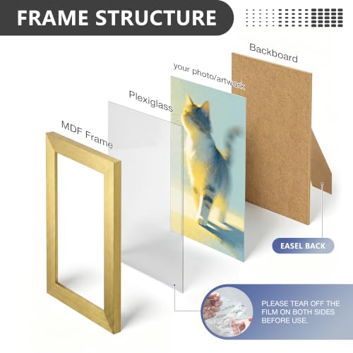 3.5x5 Picture Frame, Wall Mount or Tabletop Photo Frames with Engineered Wood, Gold 4 Pack - color: GD, size: 3.5x5-4PK