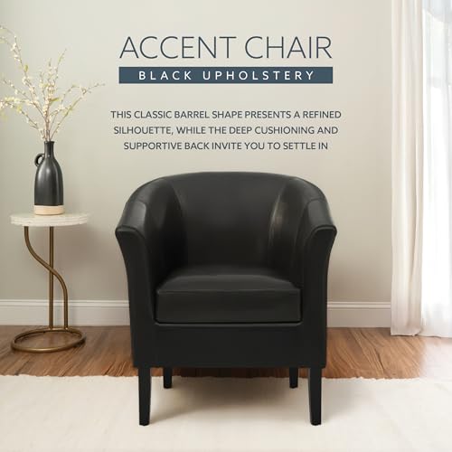 Linon Home Dcor Linon Home Decor Simon Club Chair, 33" x 28.25" x 25.5", Black