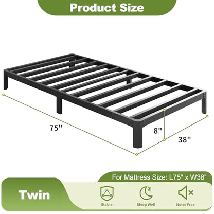 Yicensen 9 Inch Twin Bed Frames with Rounded Corner Legs, Heavy Duty Metal Twin Size Platform Bed Frame No Box Spring Needed, Easy Assembly, Noise Free, Black - size: Twin, style: 9 Inch