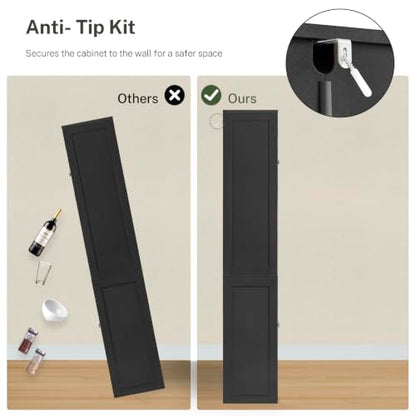 Kitchen Pantry Cabinet with Adjustable Shelf, Tall Storage Cabinet with 2 Drawers & 4 Door Shelves, Food Pantry Cabinets, for Kitchen, Dining Room, Living Room, Black - color: Black