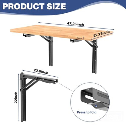 WALMANN Space Saving Wall Mounted Folding Workbench, Heavy Duty Folding Wall Table/Desk for Garage, Workshop, Holds Up to 550 lbs(Tabletop Size: 47.25 x 22.75inch) - size: 47.25 in x 22.75 in