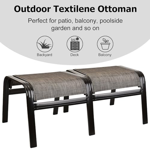 Patio Outdoor Ottoman Footstools Assembled Aluminum Footrest Side Table Small Chairs Patio Ottoman 2 Set Brown - color: 2 Pieces-2025brown