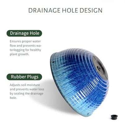 10 Inch Hanging Planters, Glazed Hanging Basket with Drainage Holes, 2 Pack | Ceramic-Look Hanging Flower Pots with Chain Plant Hangers, Blue Flow Glaze - color: Blue Flow Glaze, size: 10inch