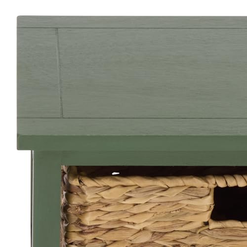 SAFAVIEH Furniture - Vedette 5-Basket Storage Tower - Dusty Green - Solid Wood - Coastal Basket Tower Design - Ideal for Entryway, Living Room, 17.5" W x 13.5" D x 46" H - Fully Assembled (AMH5739J) - color: Dusty Green