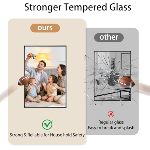 30x20 Black Bathroom Mirrors for Over Sink, Wall Mounted Bathroom Vanity Mirror, HD Distortion-Free Tempered Glass, Anti-Rust Brushed Matte Aluminum Alloy Frame, Horizontal or Vertical Hanging - size: 30"L x 20"W