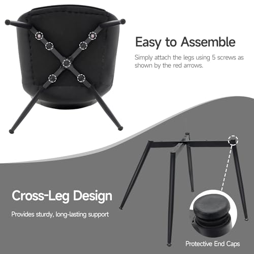 Dining Chairs Set of 2, PU Leather Armless with Metal Legs Black | Fits Dining Rooms, Kitchens, Waiting room, Living rooms, Offices & Cafes, Easy to Clean Easy to assemble Adjustable Foot Pads - color: Black
