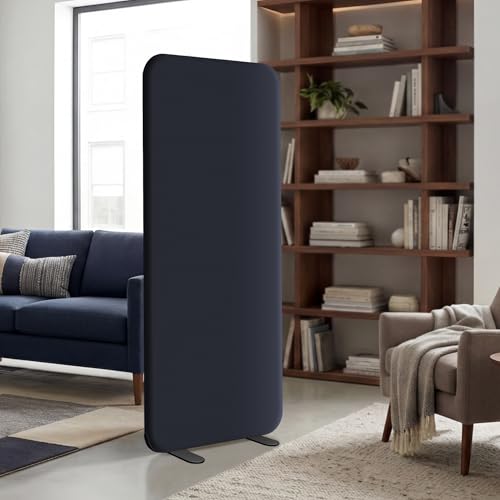 DECOLAB Standing Room Divider, Movable Partition Separator 29"x65", Cobalt | Divider Panel Wall. For Office, School, Living Area, Classroom, Studio. Scratch-Resistant. - color: Cobalt