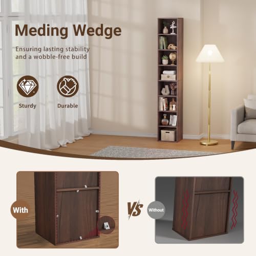 8 Cube Walnut Book Shelf, Tall Bookcase for Home Office Bedroom Living Room - color: Walnut, size: 8 Cube