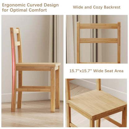 Small Desk with Chair, 43.3" Solid Wood Home Office Desk and Chair Set, Farmhouse Computer Desk with Chairs for Small Spaces, Study Table for Bedroom, Workstation for Home Office, Natural - size: 43.3" Desk with Chair