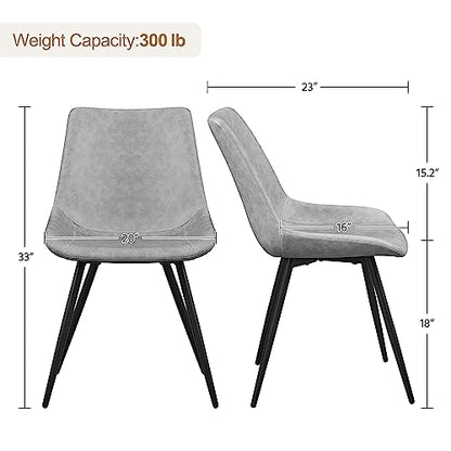 Yaheetech Dining Chairs Set of 2 Mid Century Modern Kitchen Chairs Gray | Faux Leather Upholstered Dining Room Chairs with Metal Legs and Curved Backrest, Armless Side Chairs for Kitchen Living Room - color: Grey, size: Set of 2