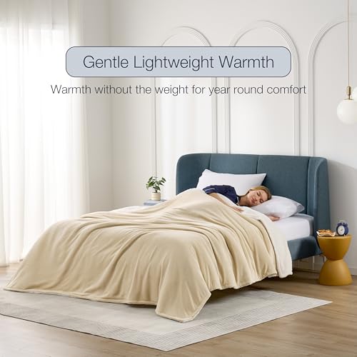 Casual Living Queen Sherpa Blanket, Reversible Fleece, 90" x 90", Beige | Cozy Sherpa Reverse, Oversized Coverage, Hypoallergenic, OEKO-TEX Compliant, Machine Washable, Plush Fleece Face - color: Beige, size: Full/Queen 90 x 90-inch