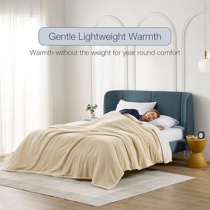 Casual Living Queen Sherpa Blanket, Reversible Fleece, 90" x 90", Beige | Cozy Sherpa Reverse, Oversized Coverage, Hypoallergenic, OEKO-TEX Compliant, Machine Washable, Plush Fleece Face - color: Beige, size: Full/Queen 90 x 90-inch