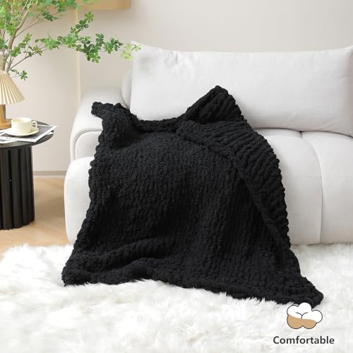 Cozyful Chunky Yarn for Hand Knitting - #10 Chunky Chenille Yarn, Jumbo Big Thick Chunky Yarns for Crocheting, Super Bulky Chunky Knit Blanket Yarns, 8 Skein (22 yds 8 oz Each Skein), Black - color: Black