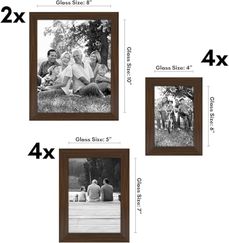 Americanflat Set of 10 Picture Frames with Shatter-Resistant Glass - Gallery Wall Frame Set with Two 8x10, Four 5x7 and Four 4x6 Frames - Signature Collection - Walnut | Includes two 8x10, four 5x7 and four 4x6, shatter-resistant glass, hanging hardware i