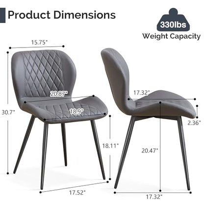 Dining Chair, Comfy Modern Dining Chairs with Thick Cushions, Upholstered Fabric Kitchen Side Chairs with Adjustable Metal Legs for Dining Room (Dark Grey) - color: Dark Grey, size: Set of 1